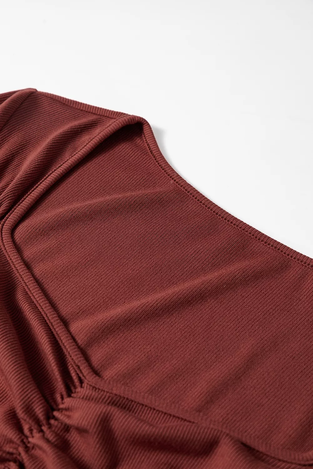 Gathered Bust Square Neck Ribbed Fit Long Sleeve Top, image 7