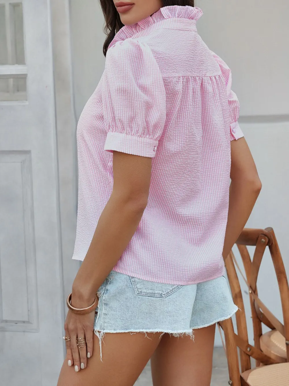 Button Down Striped Short Sleeve Shirt, image 6