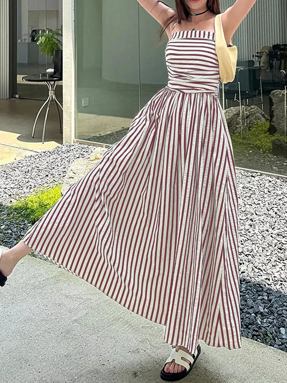Striped Sleeveless Maxi Dress, image 5