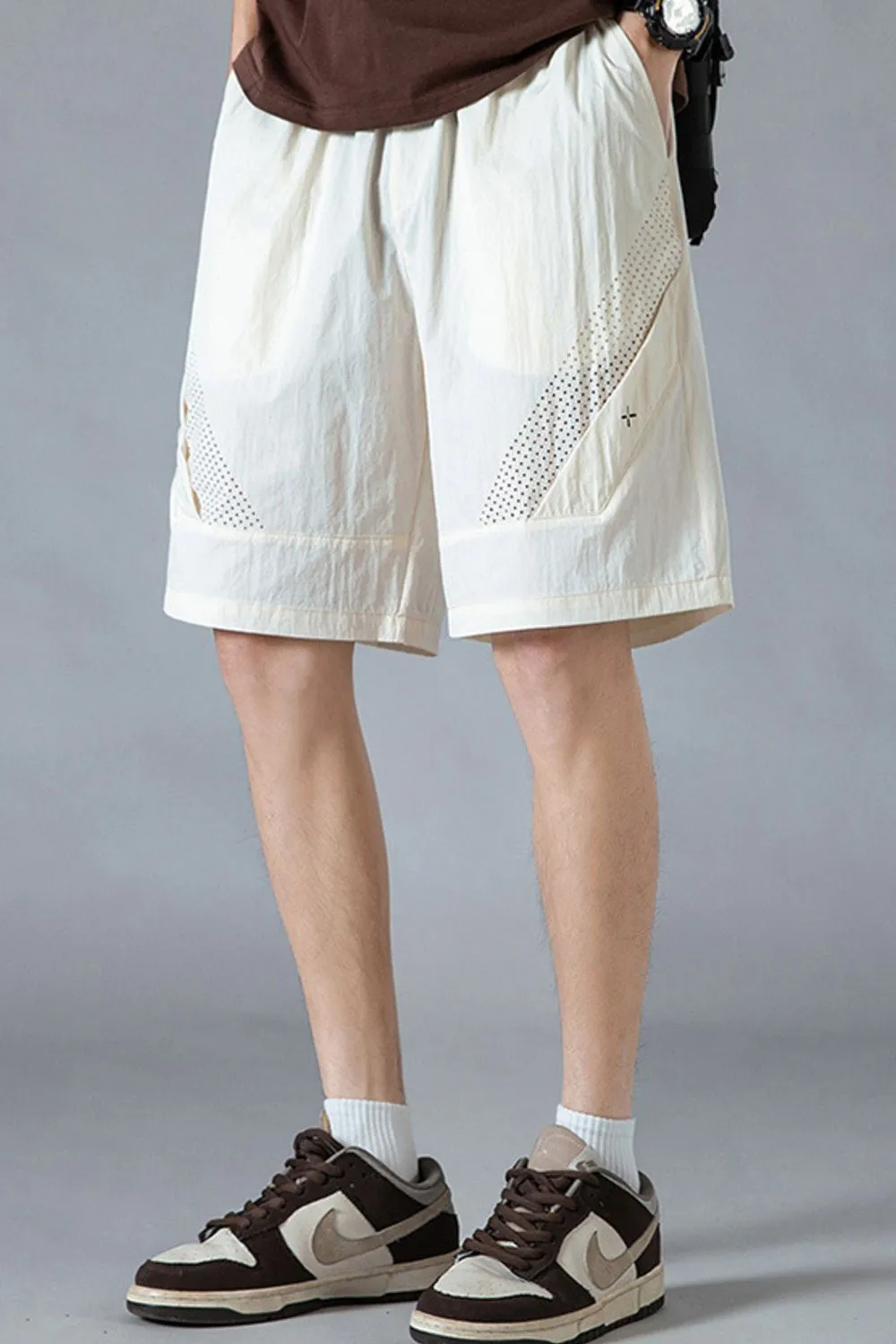 Men's Plus Size Mesh Panel Training Shorts with Drawstring Waist