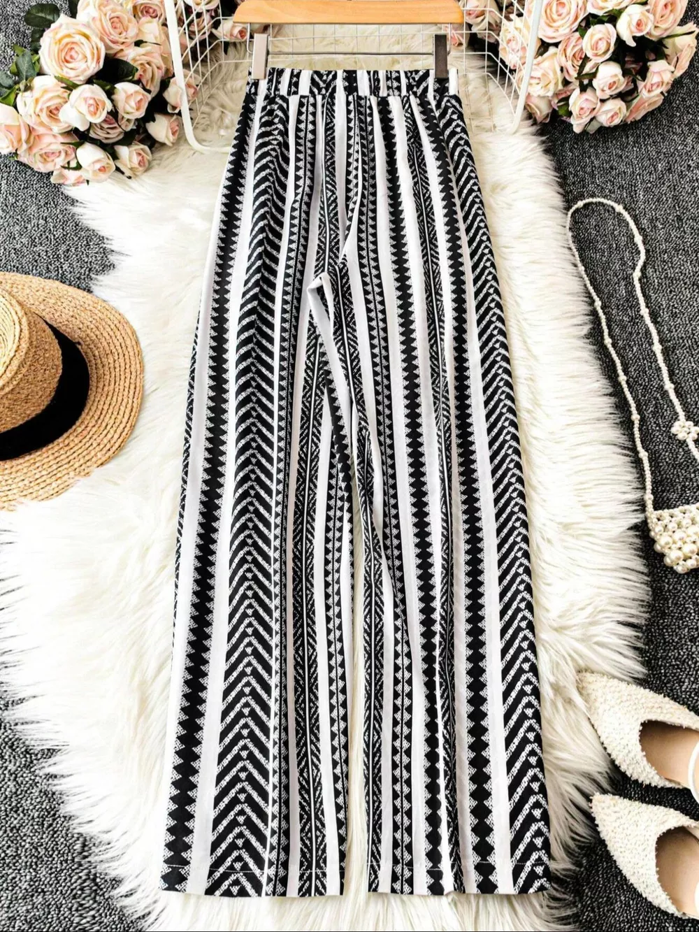 Boho Print Wide Leg Pants, image 3
