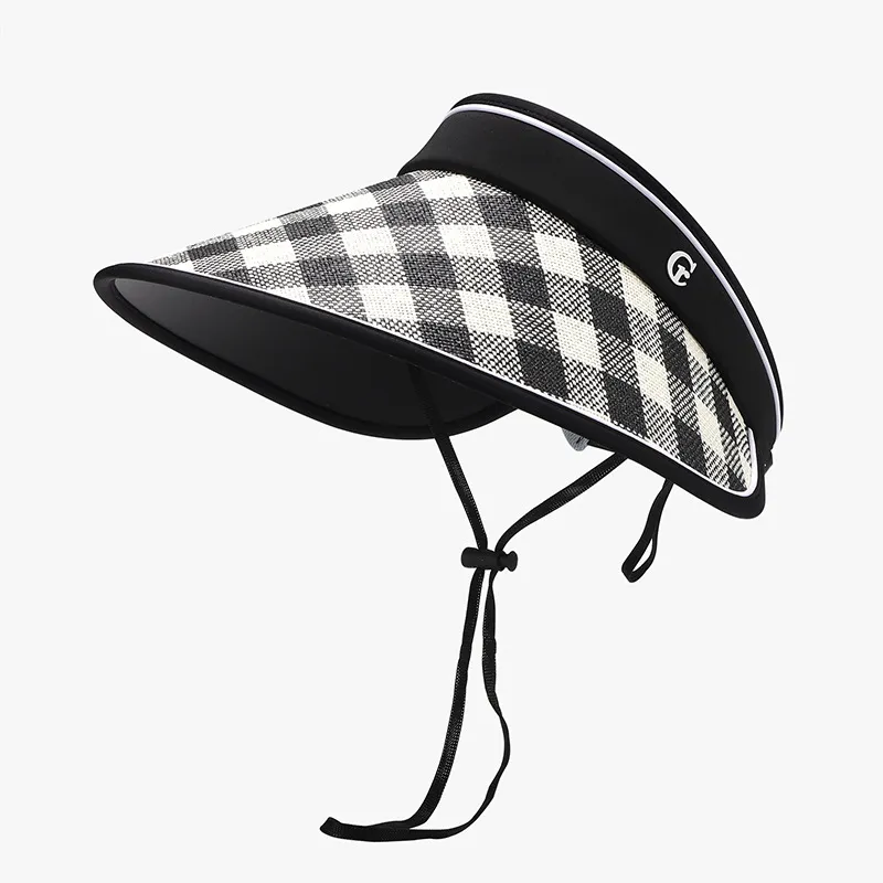 Plaid Natural Grass Adjustable Sun Hat, image 3