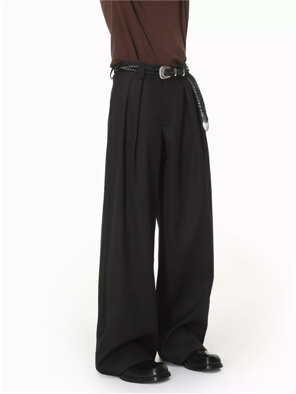 Men's High-Waisted Wide-Leg Pleated Pants, image 4