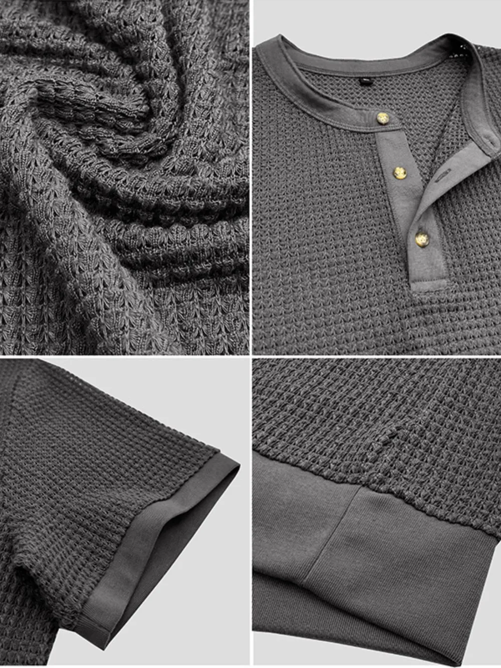 Men's Textured Henley Short Sleeve T-Shirt, image 10