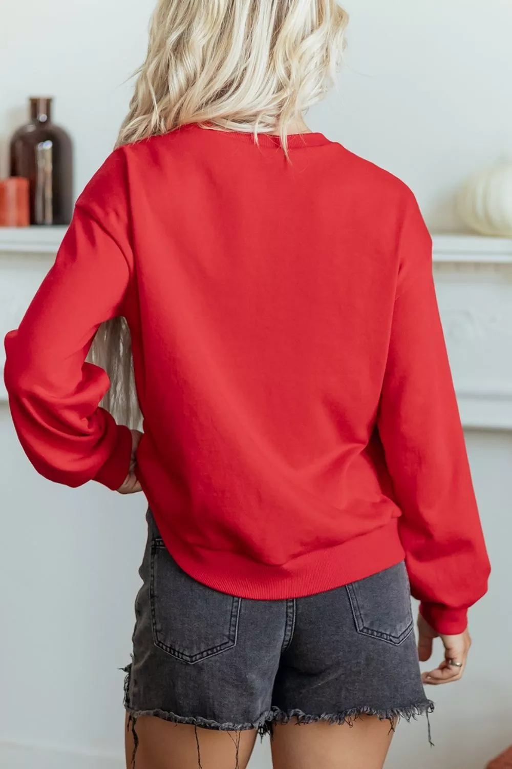 Gingham Patch Embroidered Rugby Game Day Stars Sweatshirt, image 2
