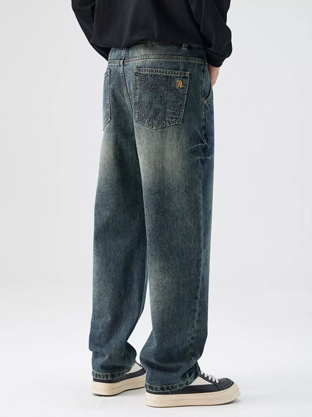 Men's Washed Relaxed Fit Jeans, image 6