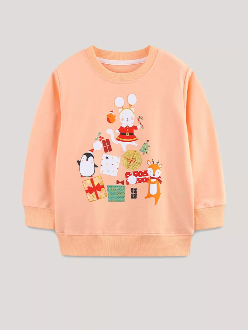 Children's Christmas Print Round Neck Sweatshirt