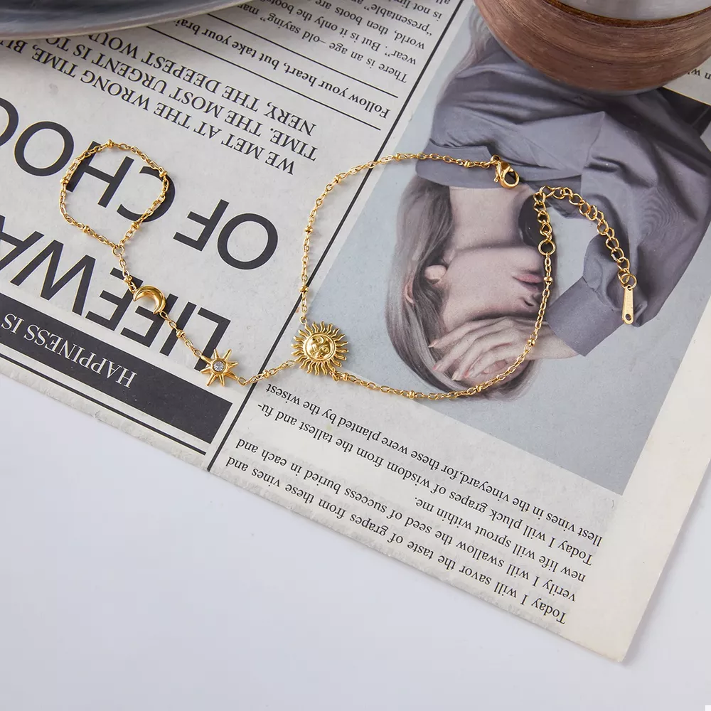 18K Gold-Plated Chain Sun Bracelet, image 4