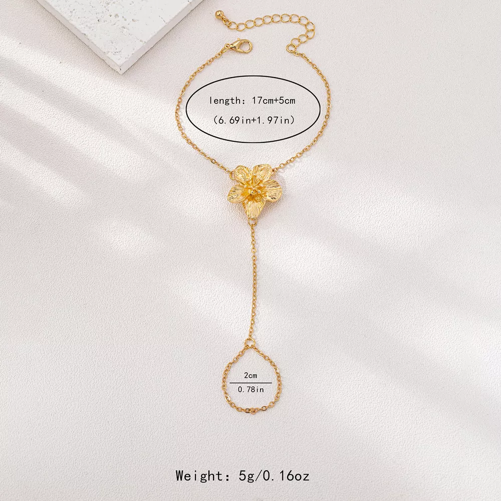 18K Gold-Plated Chain Flower Bracelet, image 5