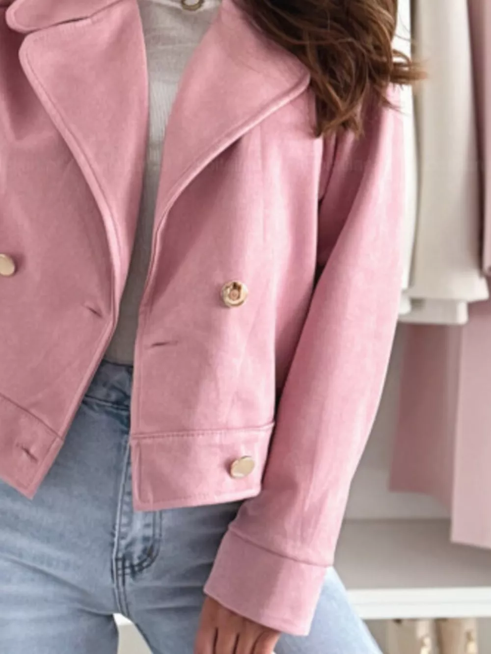 Double-Breasted Lapel Collar Jacket, image 11