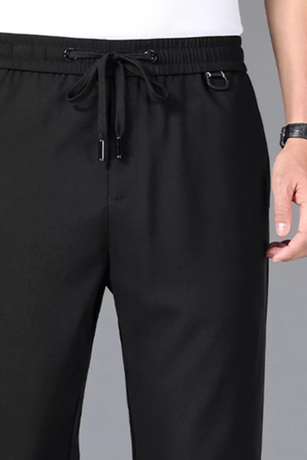 Men's Plus Size Casual Drawstring Straight-Leg Pants, image 2