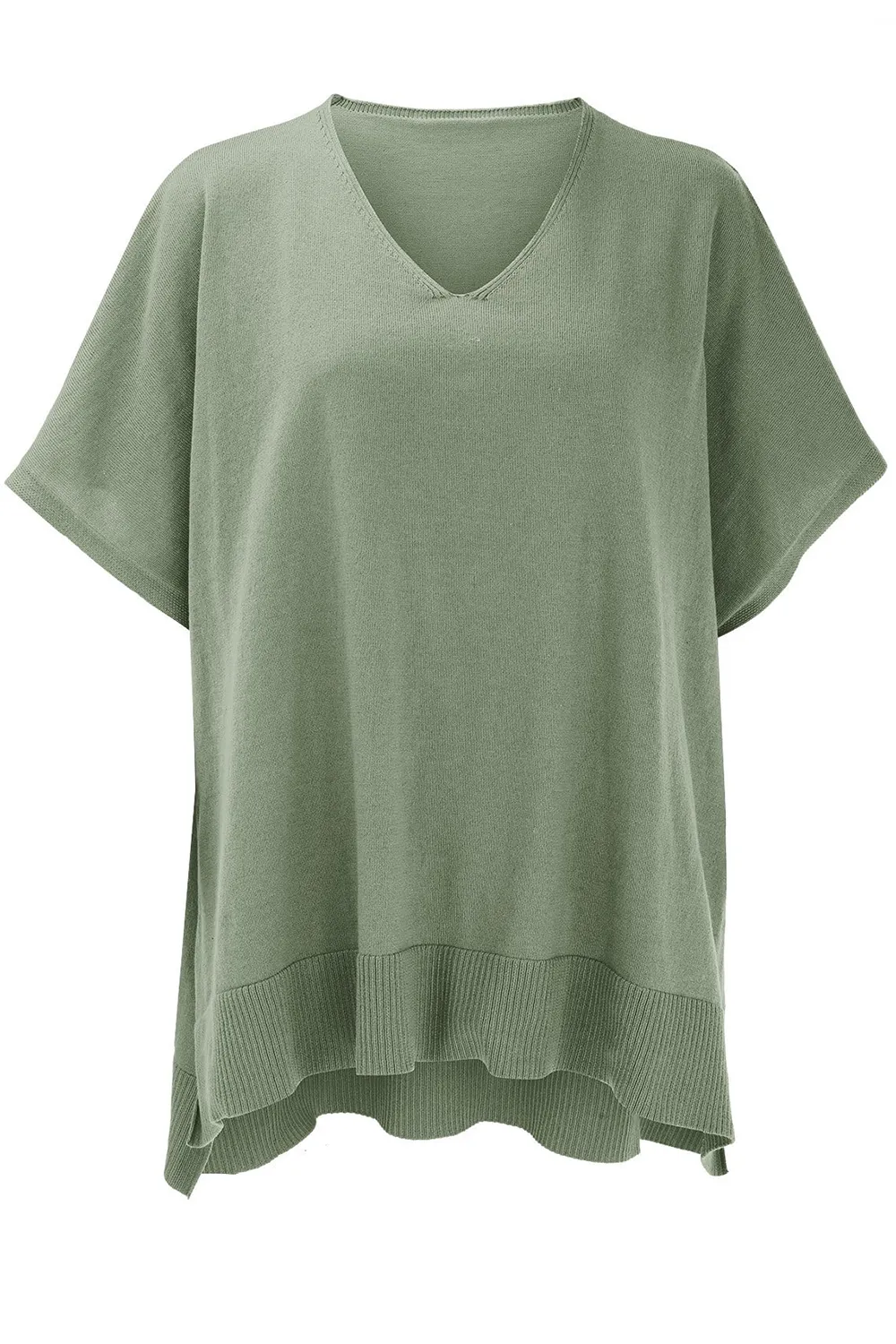Slit V-Neck Half Sleeve Knit Top, image 21