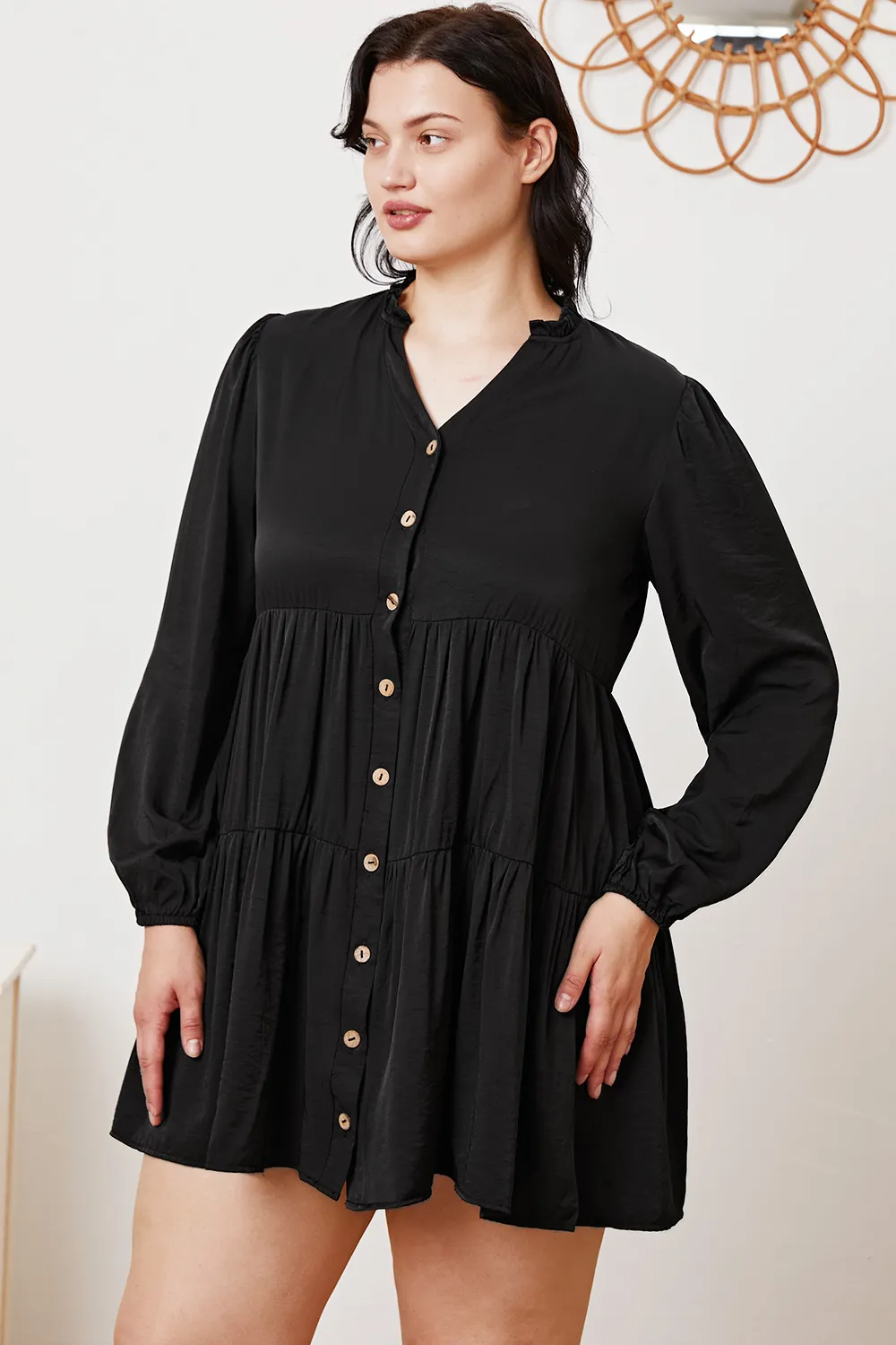 Ruffled Button Up Long Sleeve Tiered Shirt, image 11