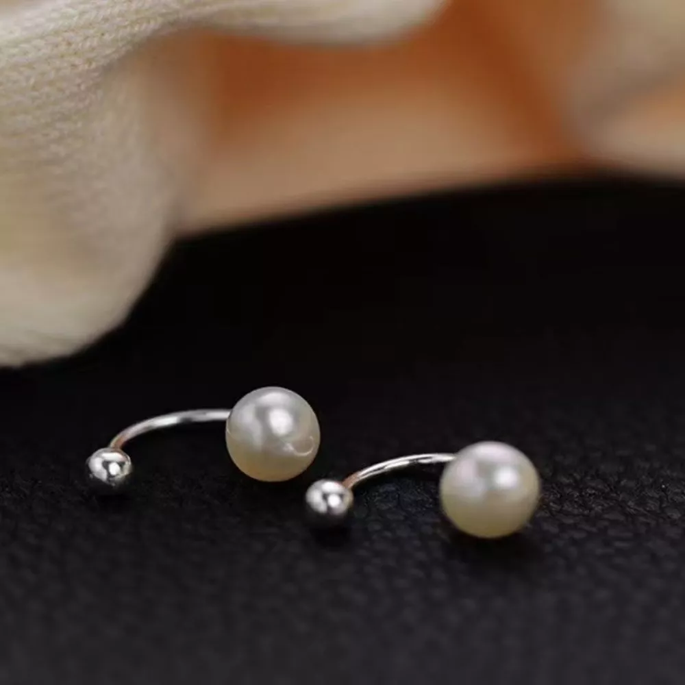 925 Sterling Silver Pearl Stud Earrings, image 4