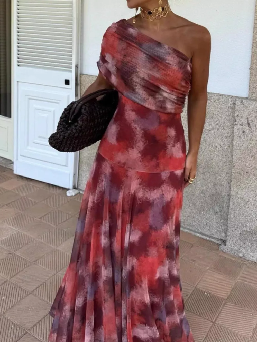 Printed Short Sleeve Maxi Dress, image 3