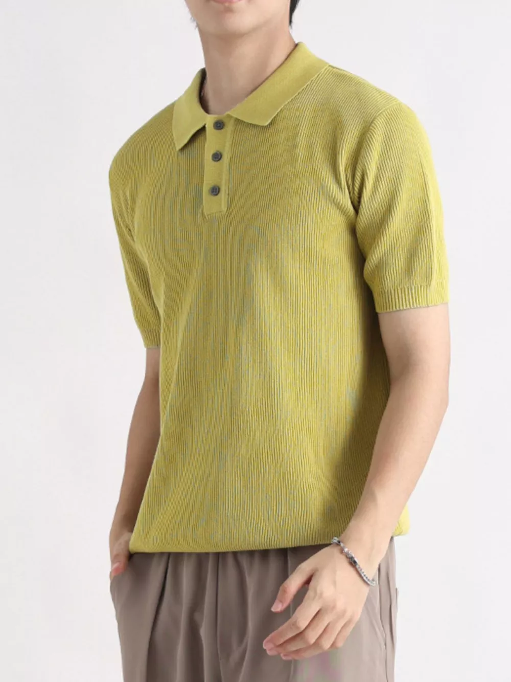 Men's Plus Size Ribbed Knit Slim Fit Polo, image 10