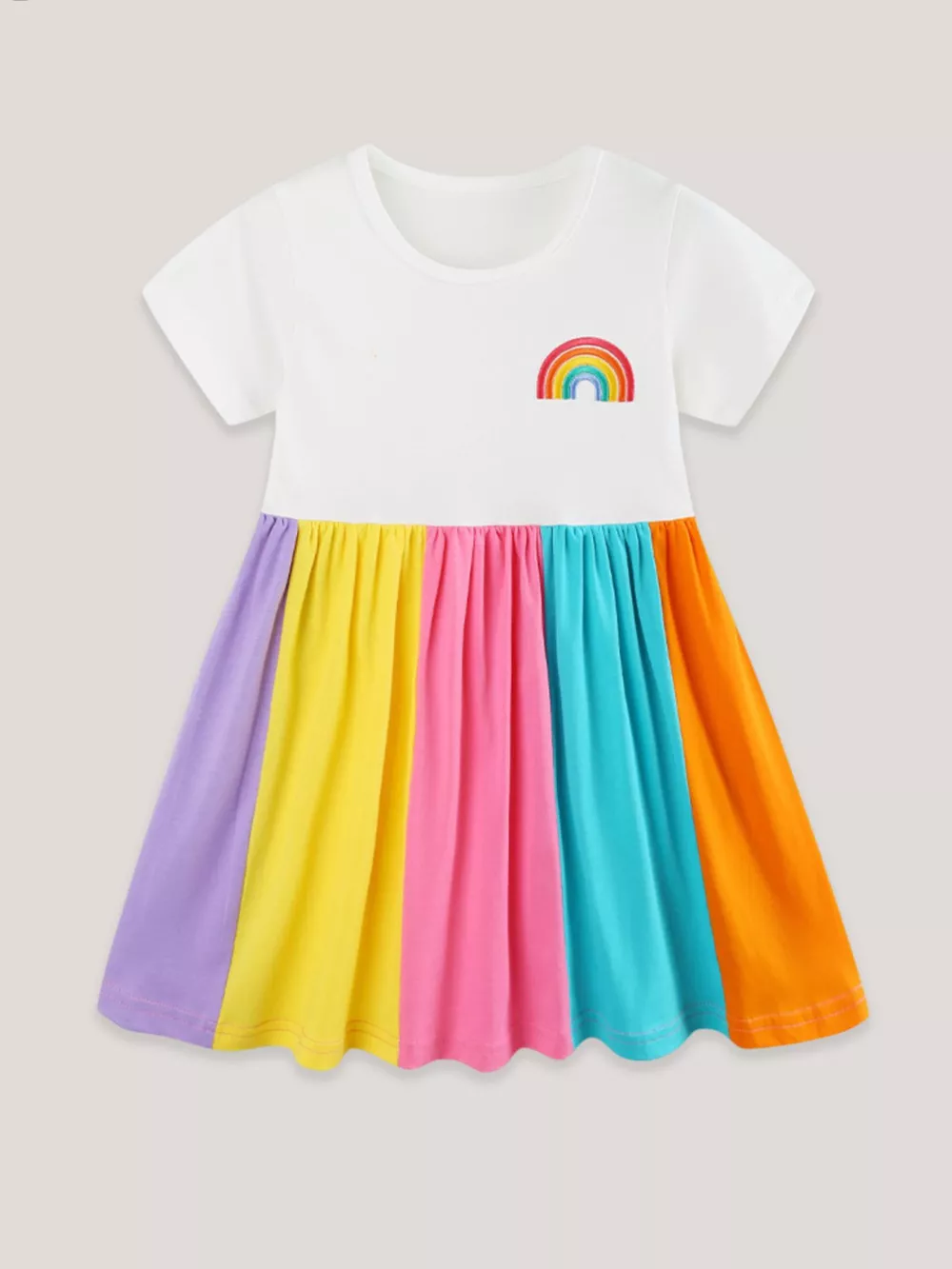 Children's Rainbow Striped Casual Dress, image 2