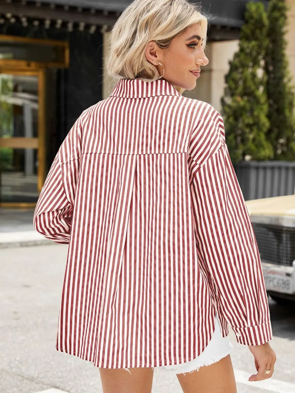 Striped Button Up Long Sleeve Shirt, image 9