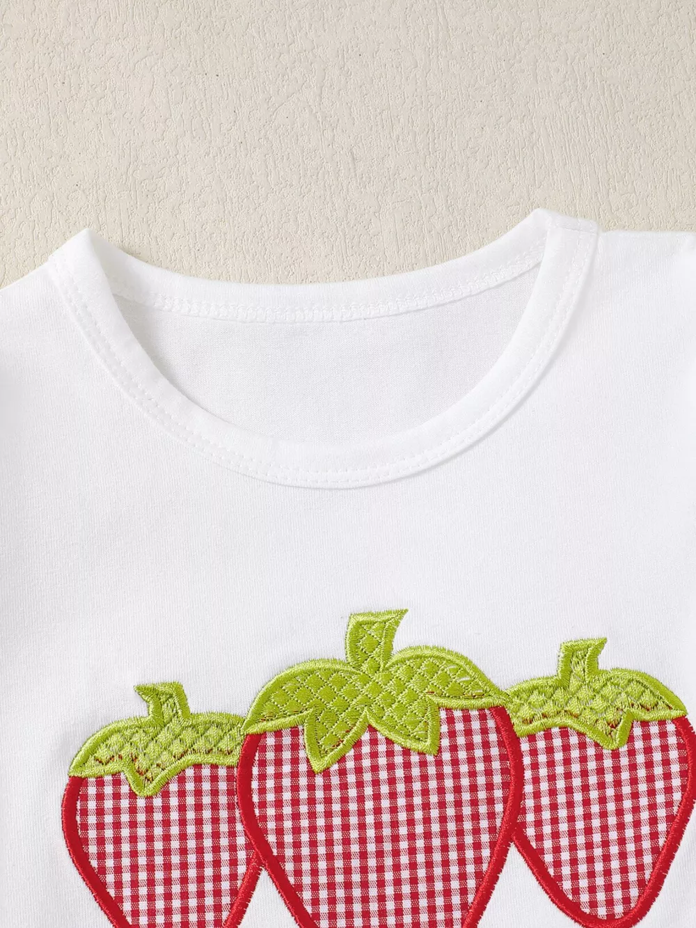 Children's Strawberry Gingham Ruffle Trim Top and Shorts Set, image 5