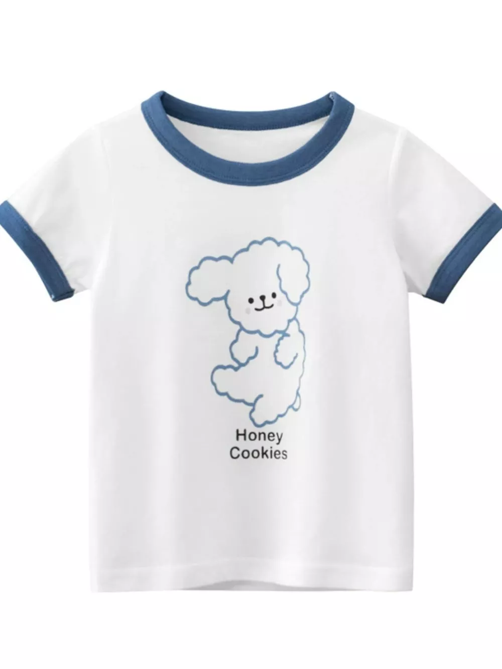 Children's Dog Graphic T-Shirt with Contrast Trim