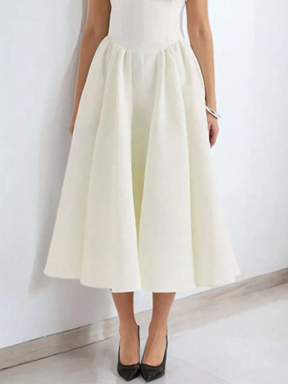 Cap Sleeve A-Line Midi Dress, image 4