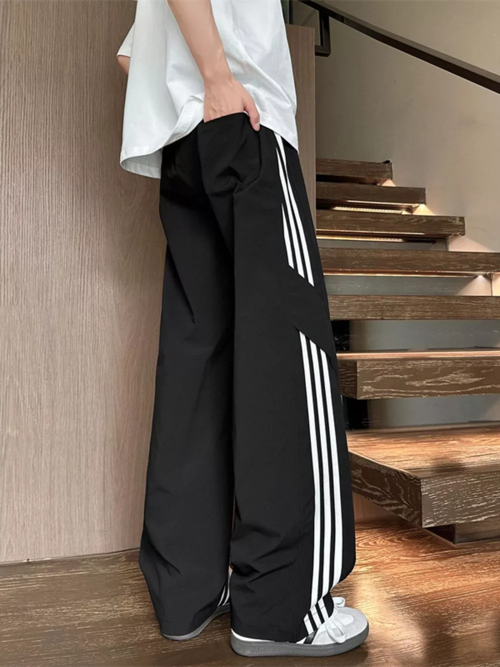 Men's Full Size Stripe Wide Leg Pants Plus Size, image 3