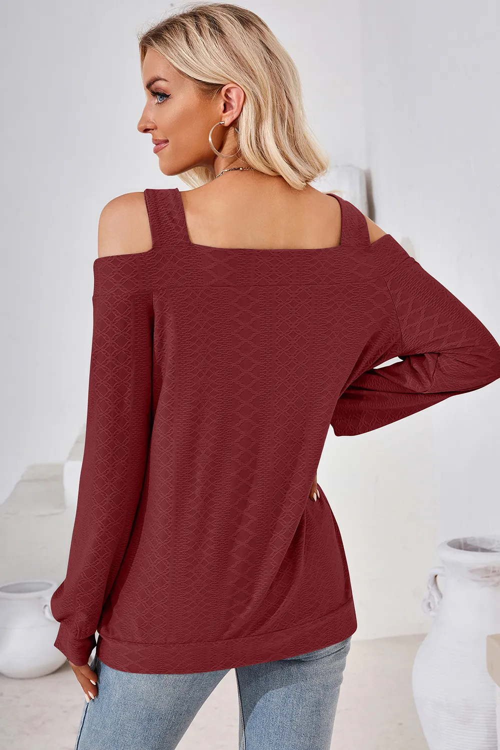 Cutout Square Neck Cold Shoulder T-Shirt, image 16