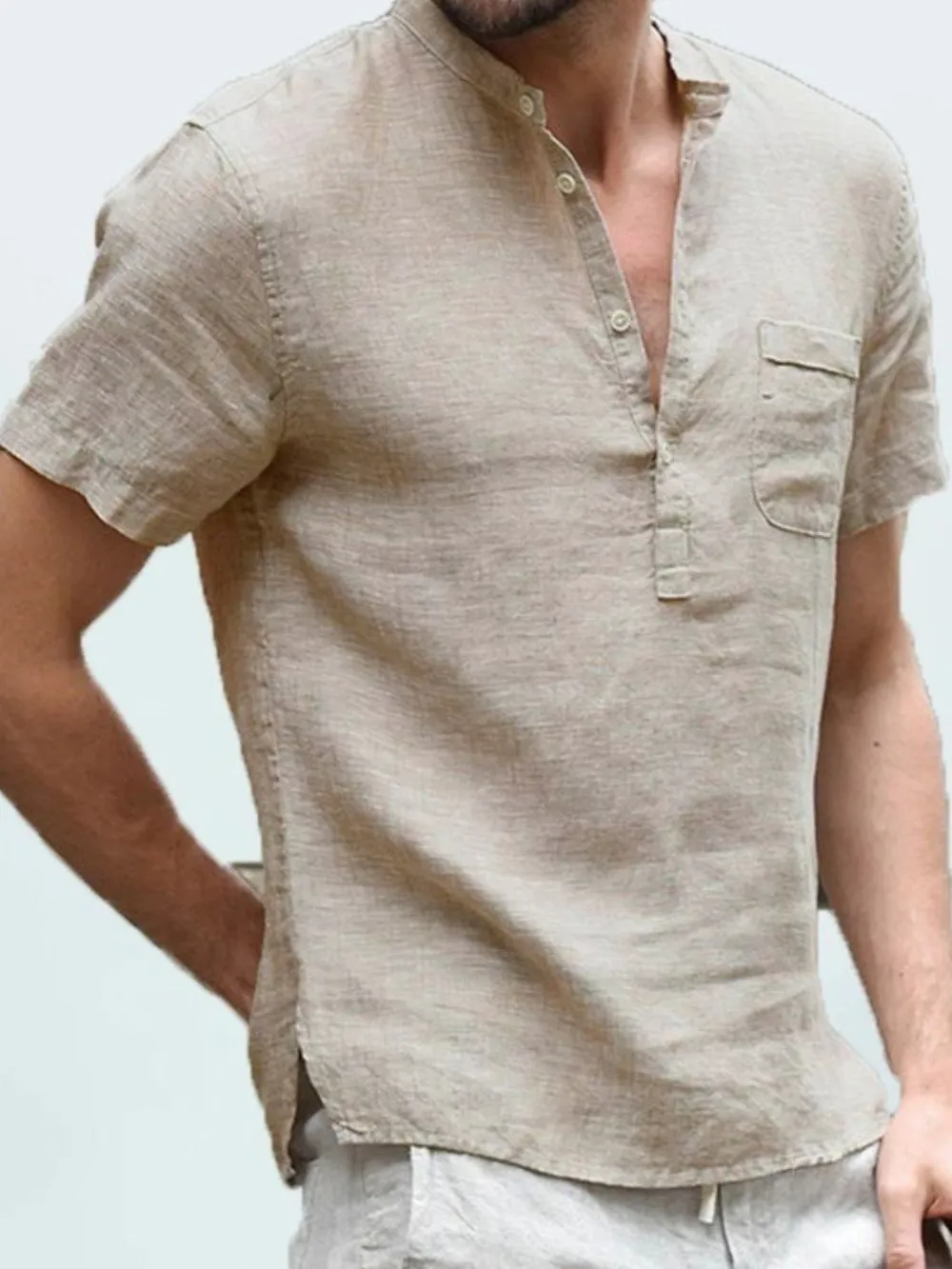 Men's Full Size Half Button Short Sleeve Polo Plus Size, image 3