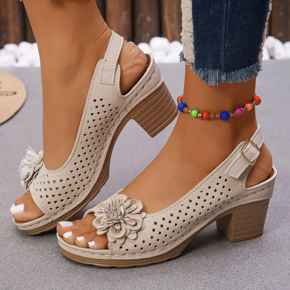 Floral Accent Block Heel Sandals, image 18