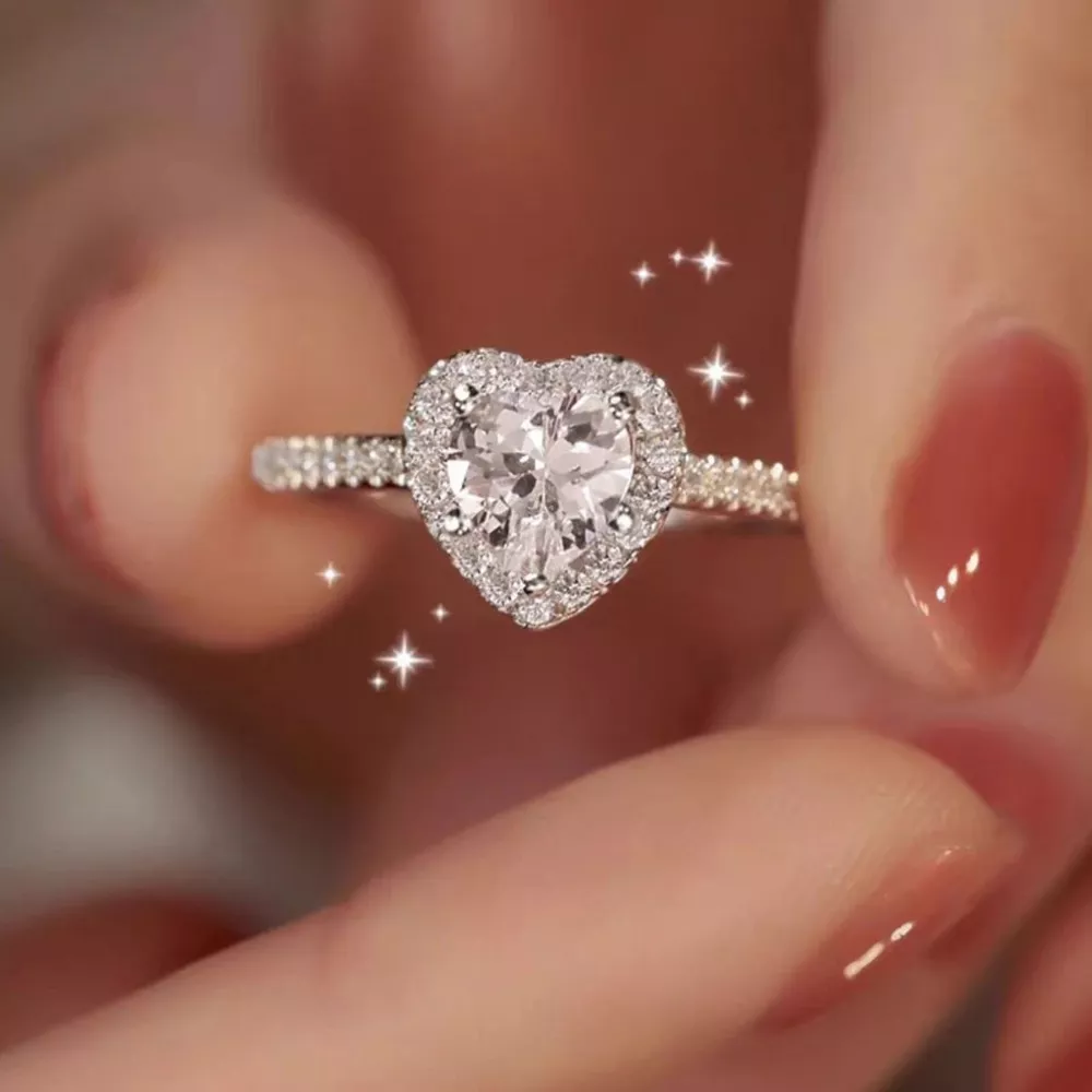1 Carat Moissanite 925 Sterling Silver Heart Ring, image 4