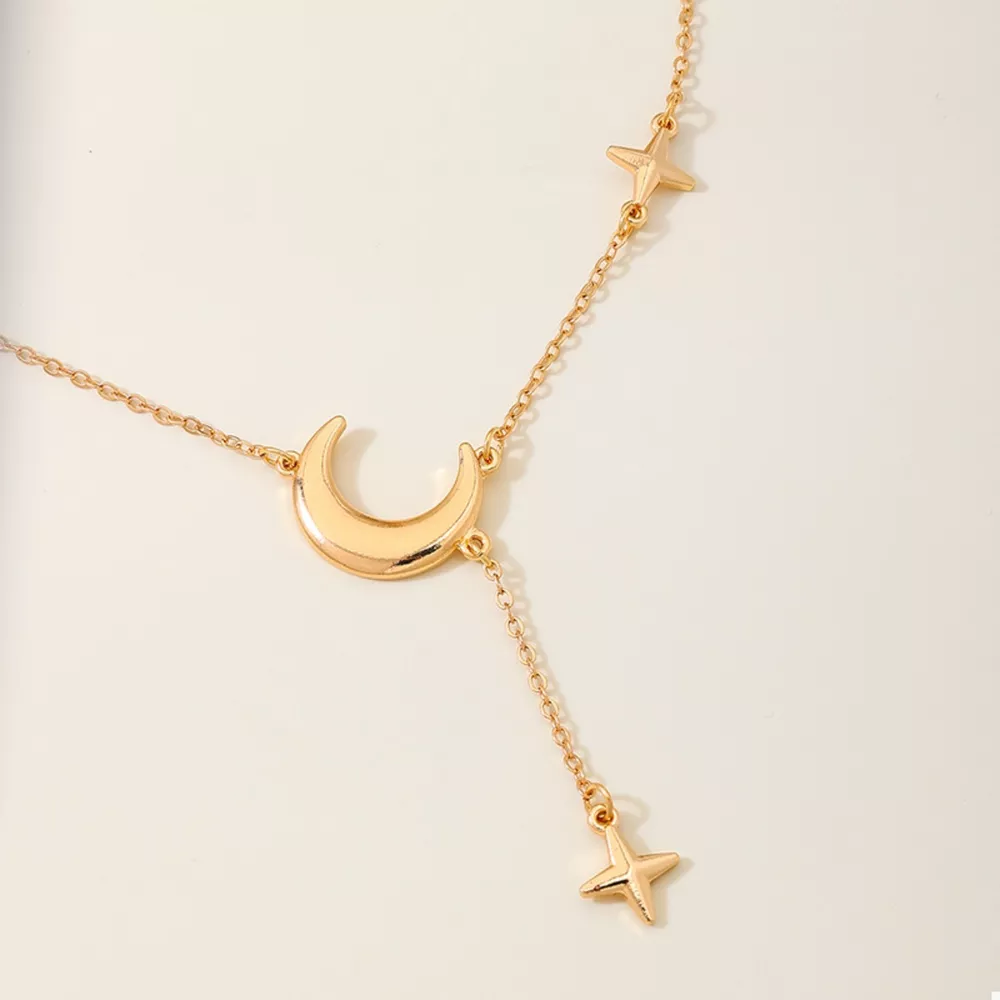 18K Gold-Plated Moon and Star Gold Chain Necklace, image 4