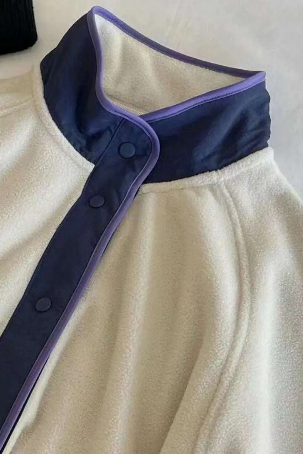 Snap Down Contrast Fleece Jacket with Pockets, image 13