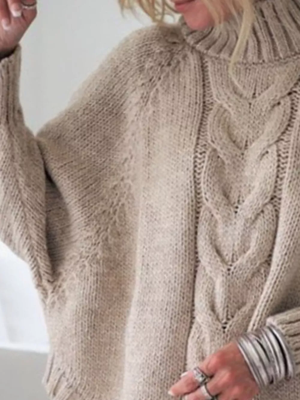 Cable-Knit Long Sleeve Sweater, image 6