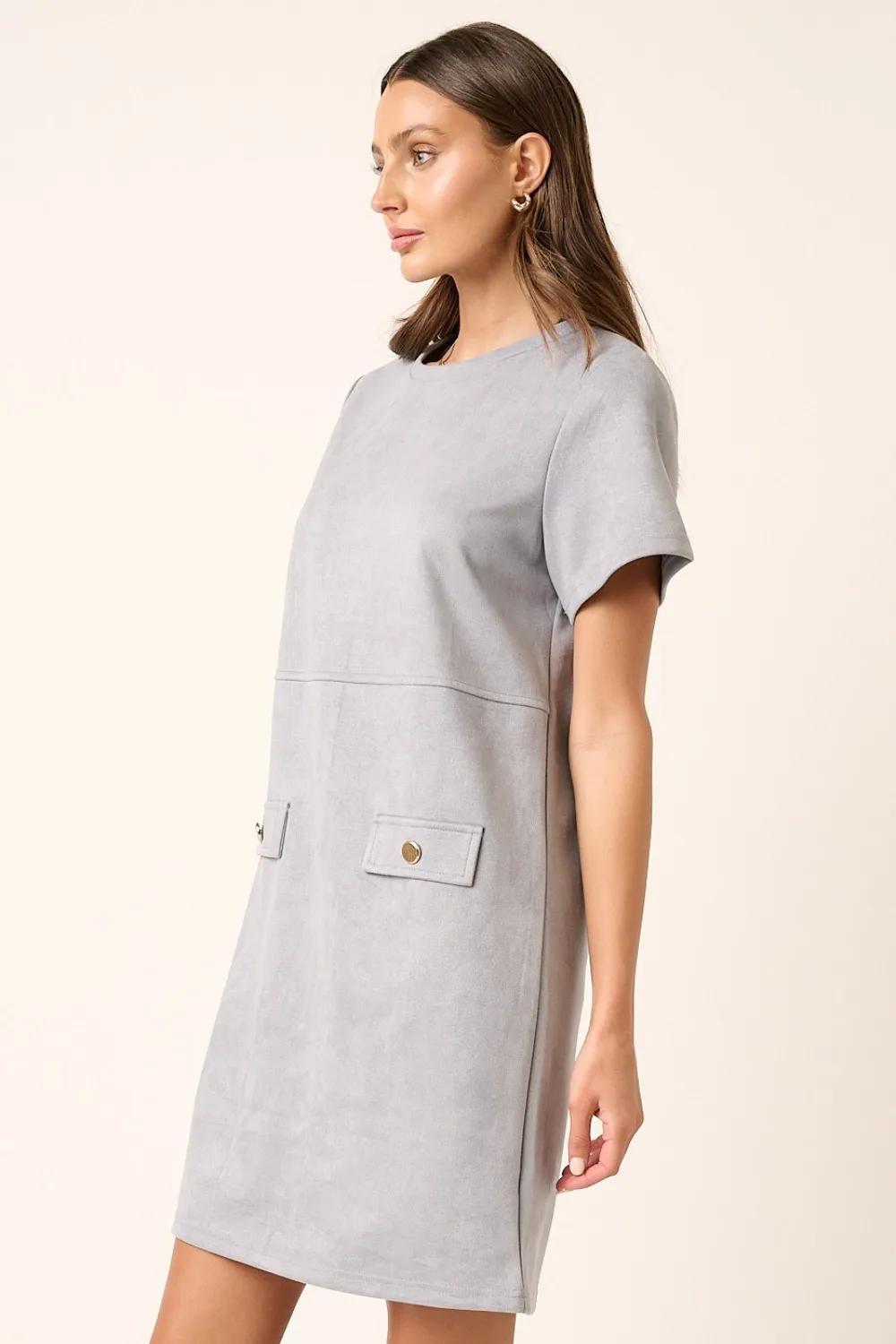 Suede Short Sleeve Mini Dress, image 3