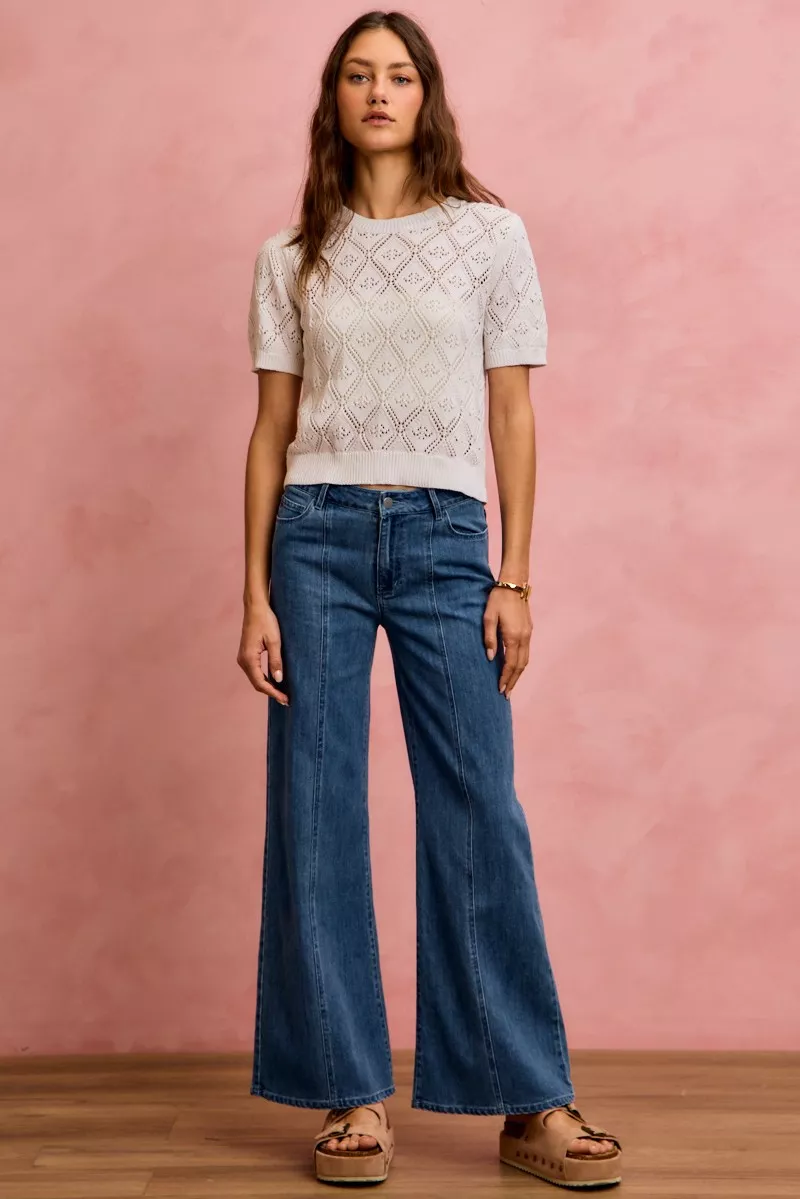 Seam Detail Mid Rise Stretch Denim Jeans, image 9