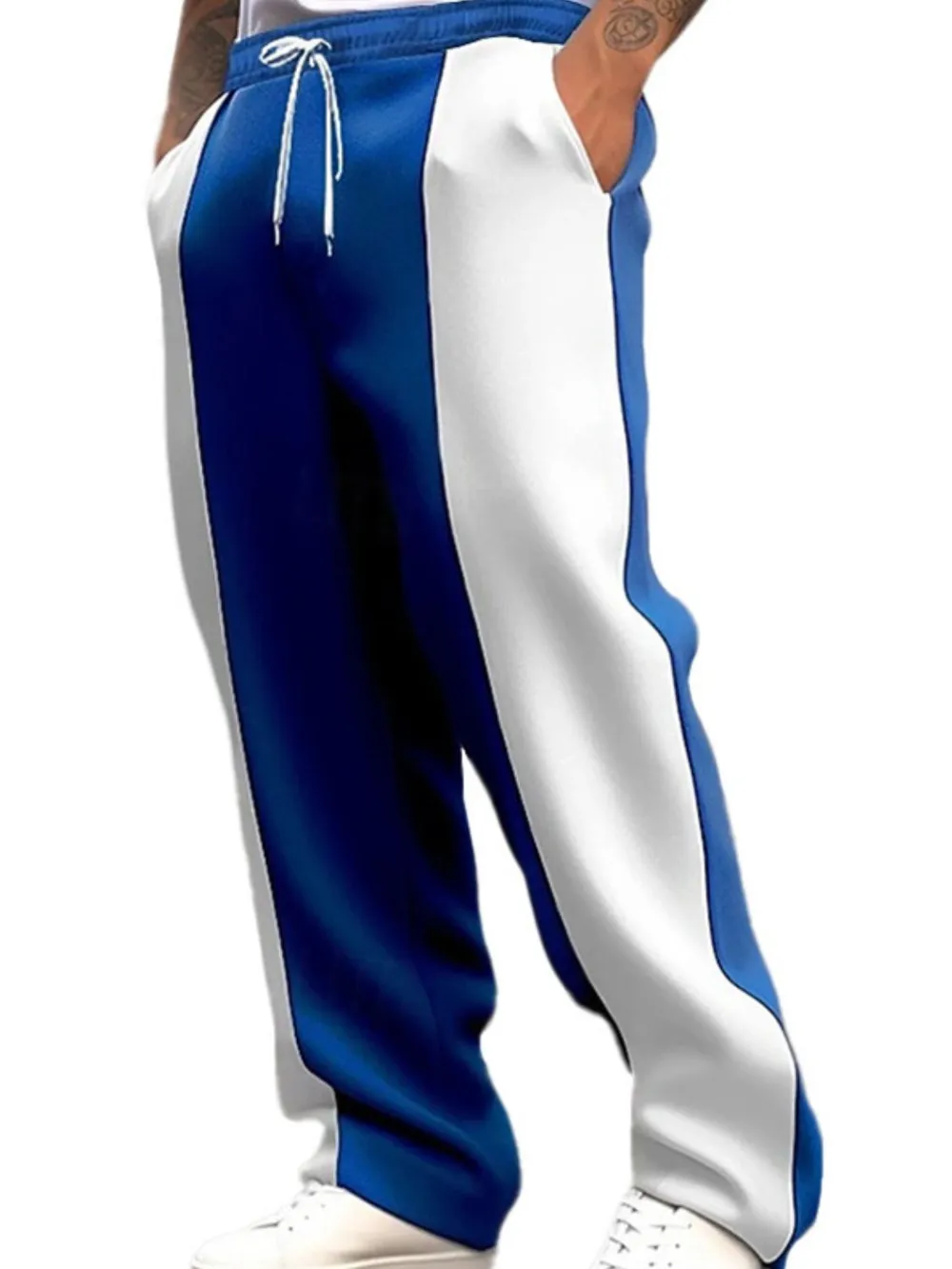 Men's Full Size Drawstring Contrast Pants Plus Size, image 2