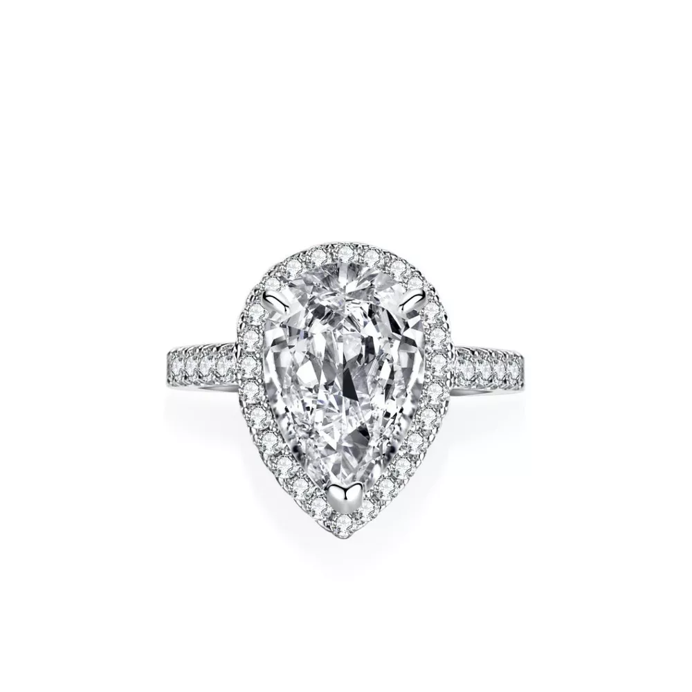 4 Carat 925 Sterling Silver Moissanite Teardrop Ring, image 8