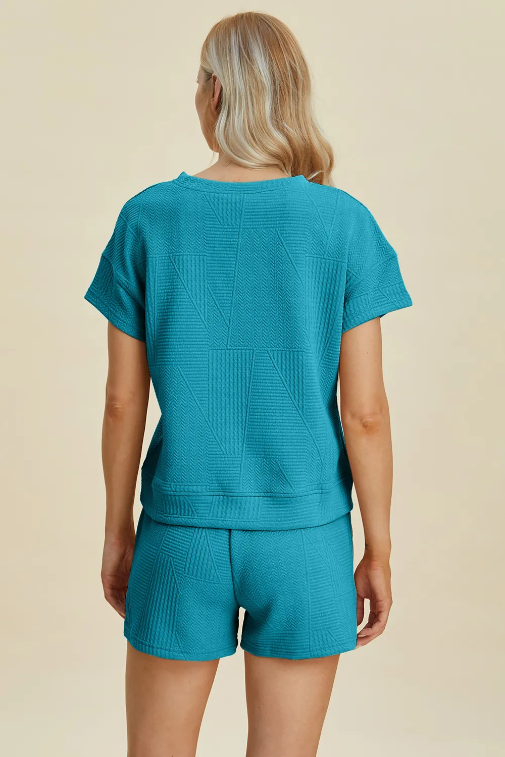 Full Size Texture Short Sleeve Top and Shorts Set, image 28