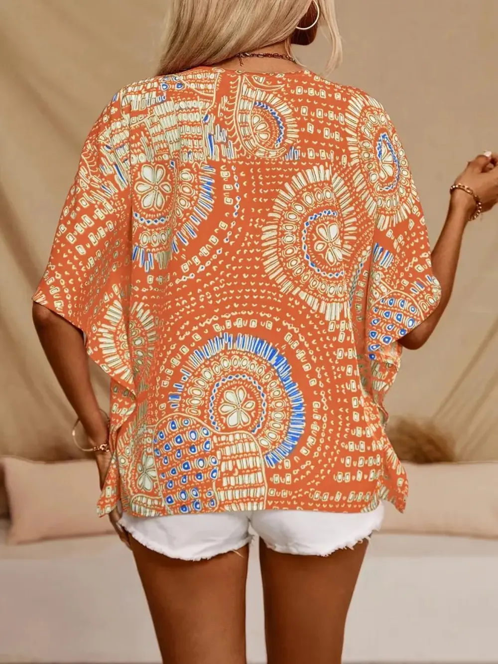 Printed V-Neck Half Sleeve Top, image 16