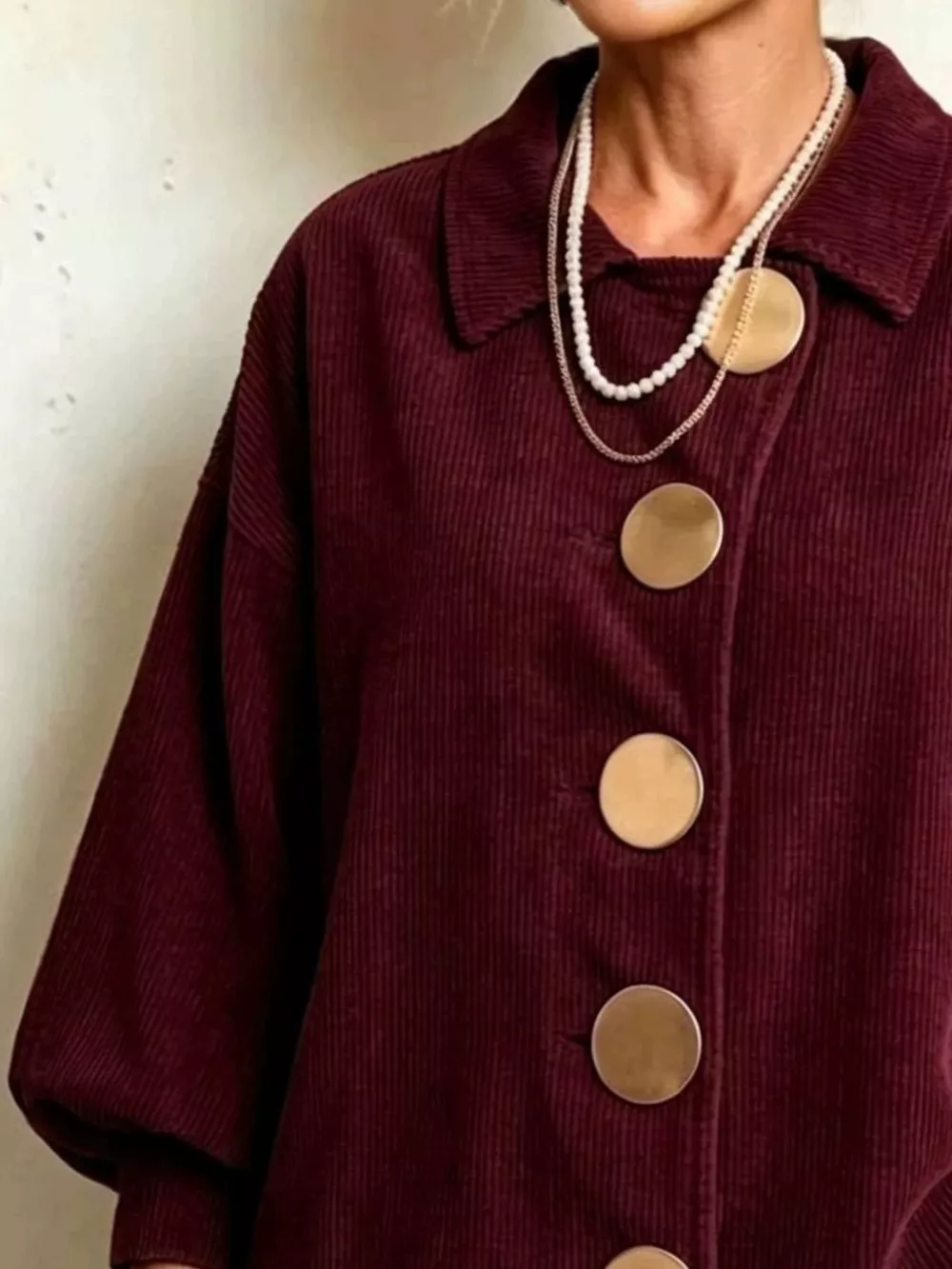Full Size Corduroy Button-Down Jacket Plus Size, image 6