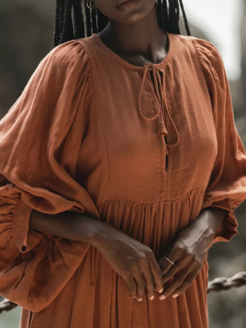 Tie Neck 3/4 Sleeve Midi Dress, image 13