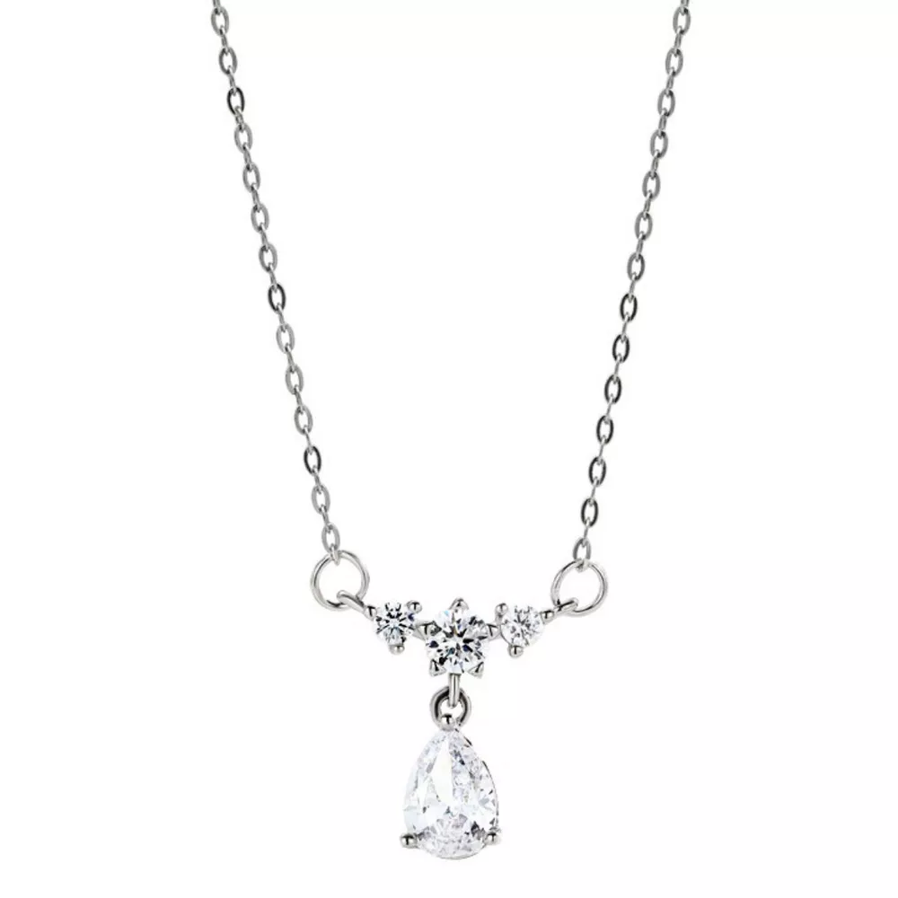 925 Sterling Silver Zircon Teardrop Necklace, image 5