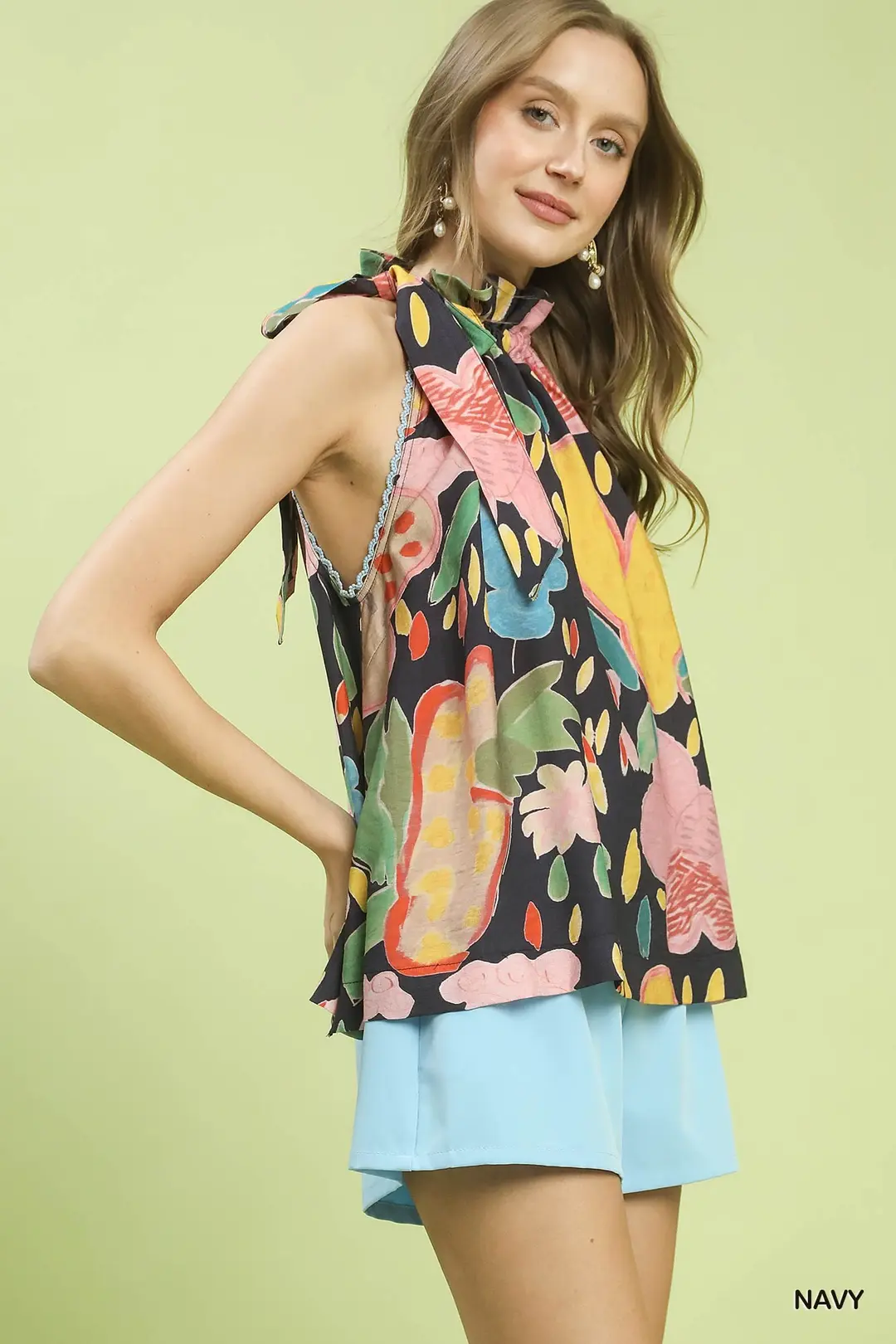 Multi-Color Floral Halter Neck Boho Top, image 2