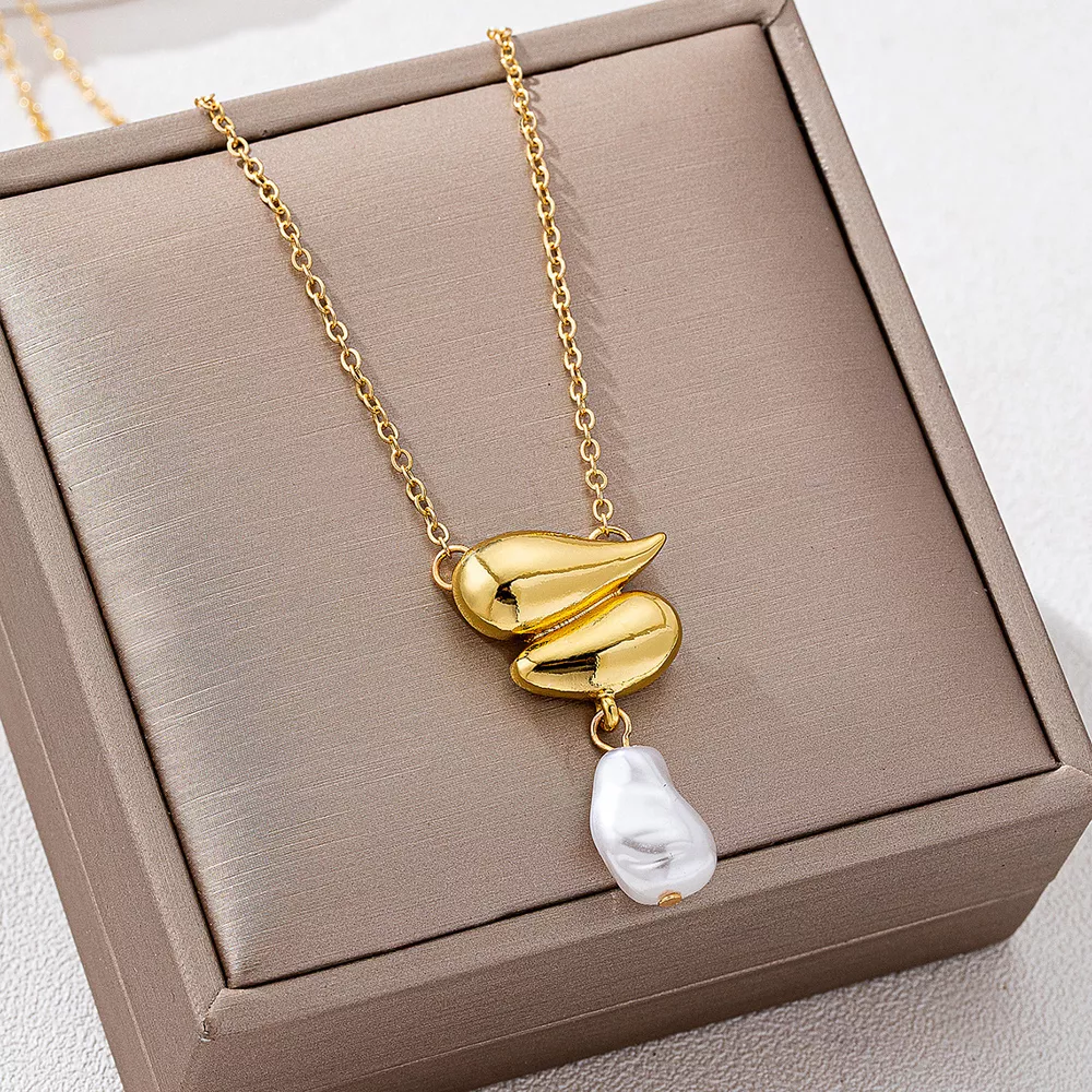 Synthetic Pearl 18K Gold-Plated Alloy Necklace, image 4