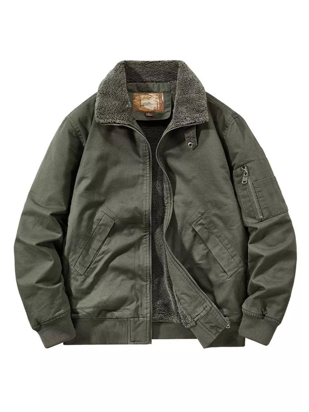 Men's Plus Size Zip Up Sherpa Lined Jacket