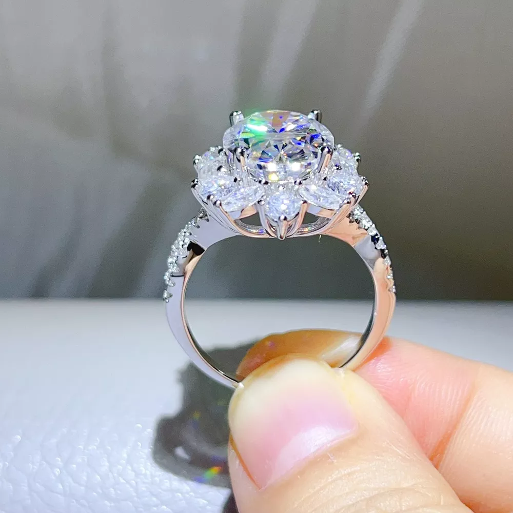 8 Carat 925 Sterling Silver Moissanite Ring, image 6
