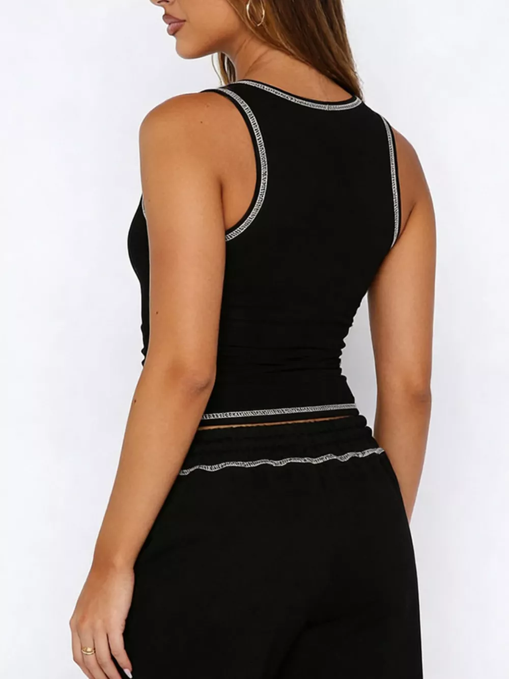 Scoop Neck Tank Top and Drawstring Pants Set, image 16