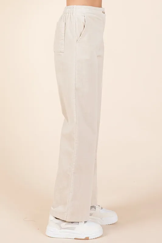 Corduroy Back Elastic Waist Pants, image 4