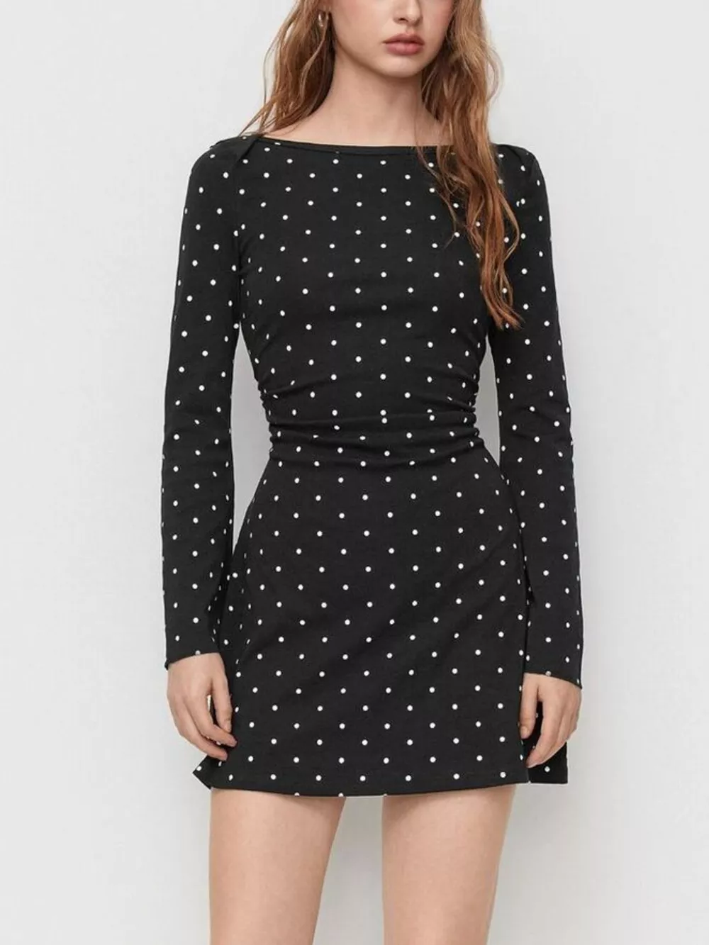 Polka Dot Flare Sleeve Mini Dress, image 4