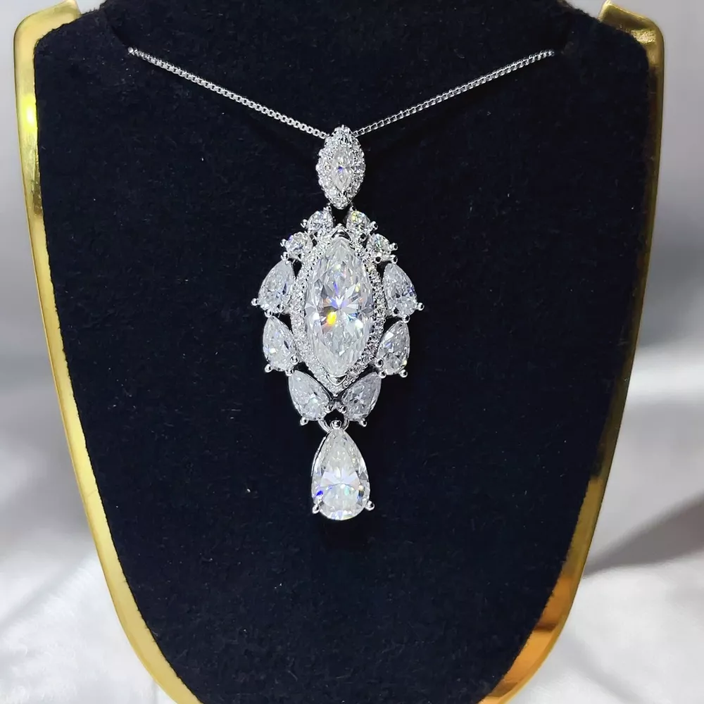 3 Carat 925 Sterling Silver Moissanite Pendant Necklace, image 4
